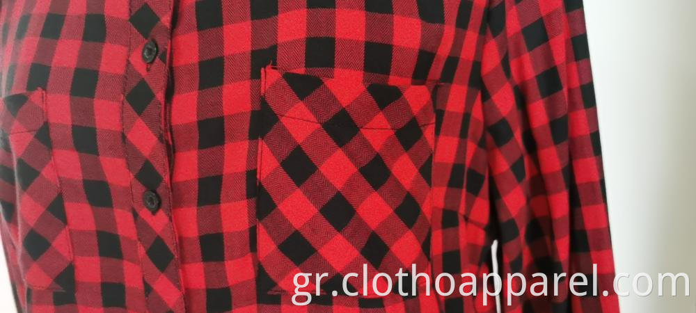 Wholesale Ladies Red And Black Checked Shirts